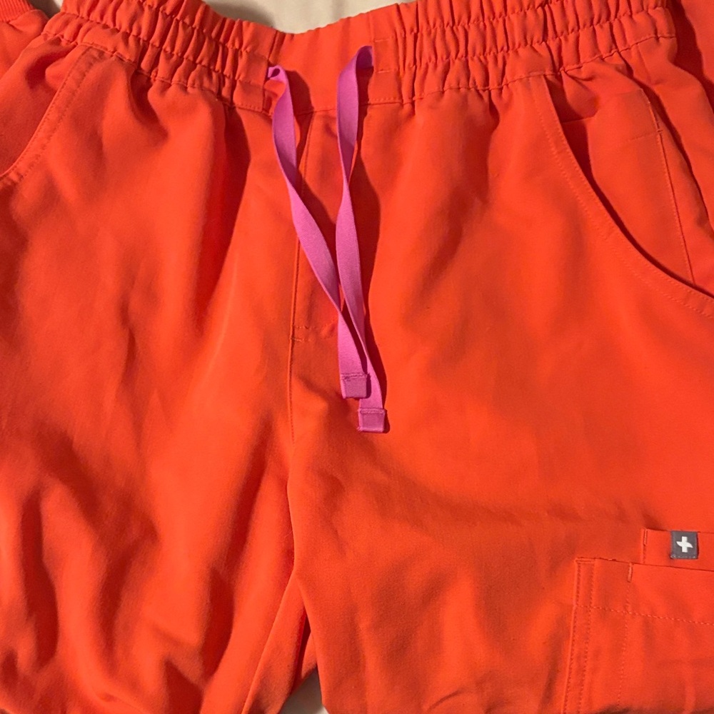 Figs Orange Shorts with Purple Accent